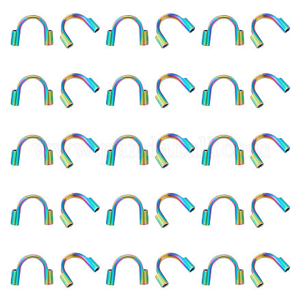UNICRAFTALE 40Pcs 316 Surgical Stainless Steel Wire Guardian Rainbow Color Metal U Shape Loops Terminators Wire and Thread Protector Loops for Guardians Cord DIY Jewelry Making STAS-UN0051-74-1
