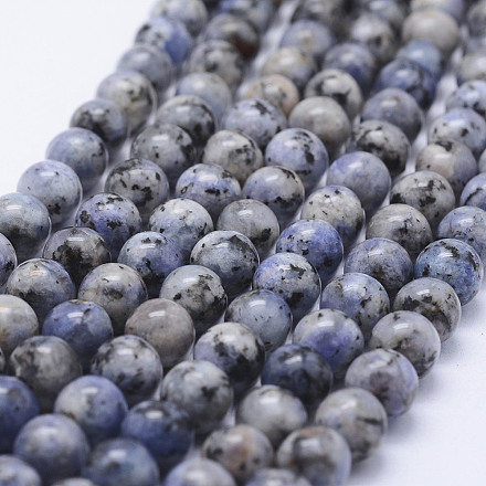 Brins de perles de larvikite naturelles G-E443-A22-1