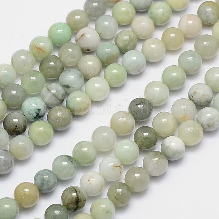 Jadéite naturel brins de perles rondes G-I163-8mm-1