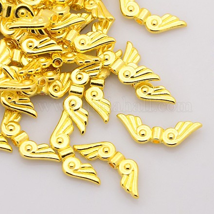 チベット風合金ビーズ  天使の羽  鉛フリー＆カドミウムフリー  ゴールドカラー  21x7.5mm X-TIBEB-1000-G-LF-1