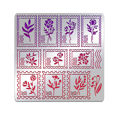 BENECREAT Flower Stamp Metal Journal Stencil DIY-WH0279-176-1