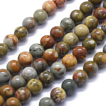 Perles de jaspe picasso naturelles G-K293-F03-B-1