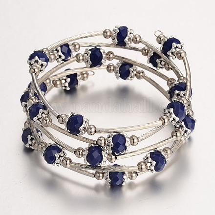 Five Loops Wrap Glass Beads Bracelets BJEW-JB01962-01-1
