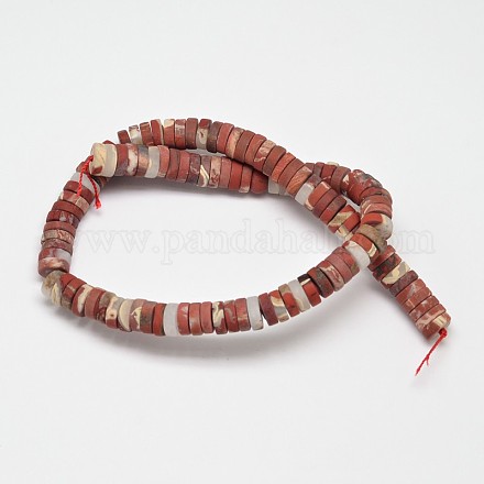 Natural Frosted Red Jasper Beads Strands G-O032-10x4mm-02-1