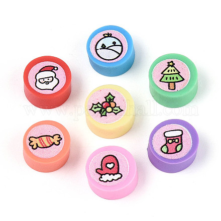 Bedruckte handgemachte Polymer Clay Perlen&nbsp;CLAY-T022-12A-1