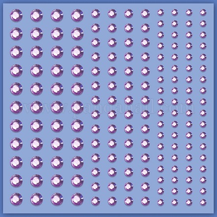 アクリルラインストーンフェイシャルステッカー  メイクアップフェイスアイボディ用の自己粘着フェイスダイヤモンド  紫色のメディア  10x10cm PW-WG72147-04-1
