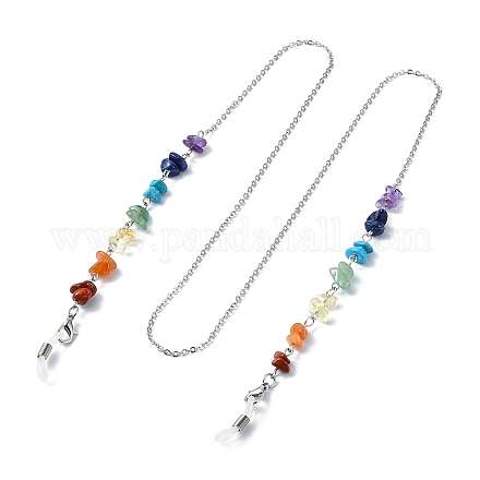 Brillenketten mit Perlen aus natürlichen gemischten Edelsteinsplittern AJEW-EH00393-1