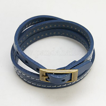 Leather Triple Wrap Bracelets BJEW-C299-M-1