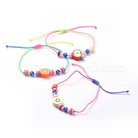Pulseras de perlas trenzadas de hilo de nylon ajustable para niños BJEW-JB04454-M-1