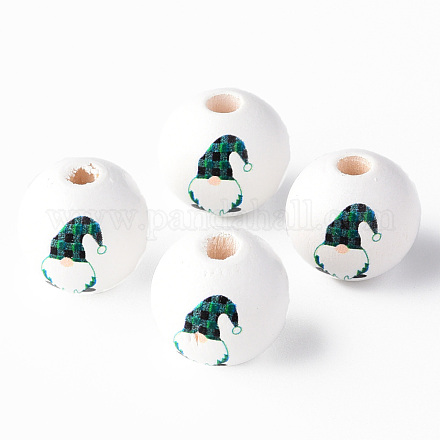 Painted Natural Wood Round Beads WOOD-N006-180A-1