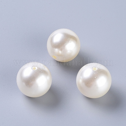 30mm cremeweiße Farbe Nachahmung Perle lose Acrylperlen runde Perlen für DIY Mode Kinder Schmuck X-PACR-30D-12-1