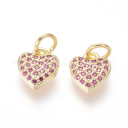 Brass Micro Pave Cubic Zirconia Charms X-ZIRC-I032-34G-1