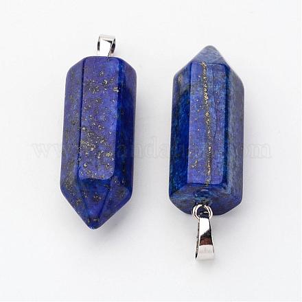 Brass Natural Lapis Lazuli Pendants G-O160-03E-1