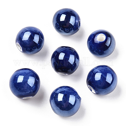Perles rondes en porcelaine manuelles PORC-S489-8mm-05-1