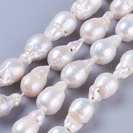 Perla natural abalorios de hebras PEAR-F010-14-1