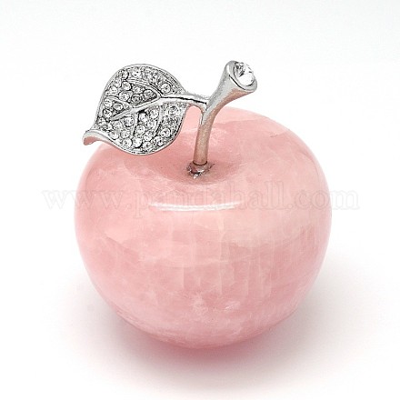 Decoraciones de exhibición para el hogar de manzana 3d de cuarzo rosa natural G-A137-F01-03-1