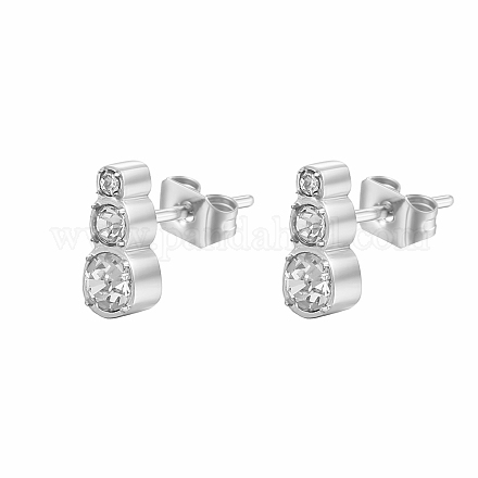 Eleganti orecchini a bottone con diamanti in acciaio inossidabile in stile francese da donna. CP9896-2-1