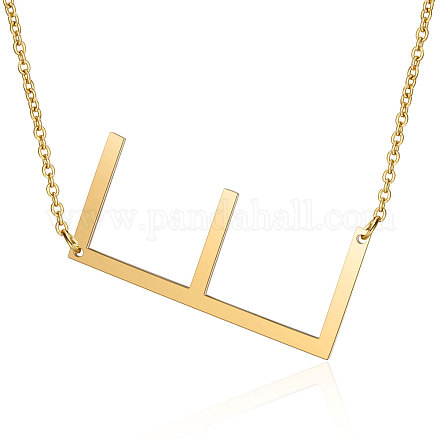 201 Stainless Steel Initial Pendants Necklaces NJEW-S069-JN004D-E-1