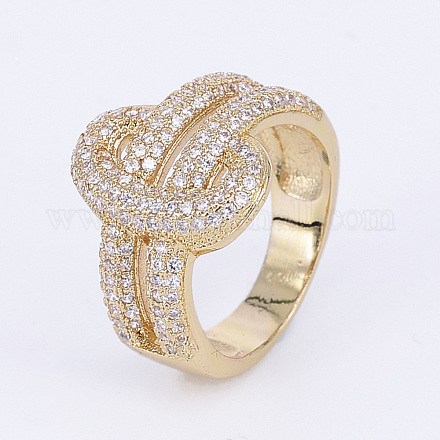 Brass Micro Pave Cubic Zirconia Finger Rings RJEW-E145-30G-1