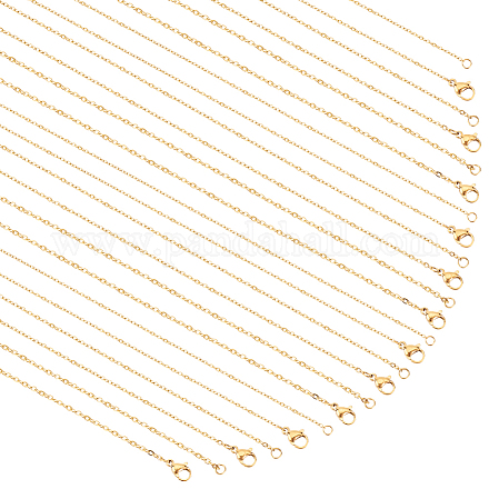 PH PandaHall 18K Gold Plated Cable Box Chain Necklaces NJEW-PH0001-25-1