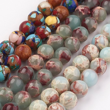 Chapelets de perles en pierre de Shoushan synthétique G-N0311-01-10mm-1