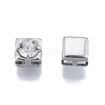 Perle di zirconi cubici trasparenti in micro pavè di ottone KK-G432-11A-P-1