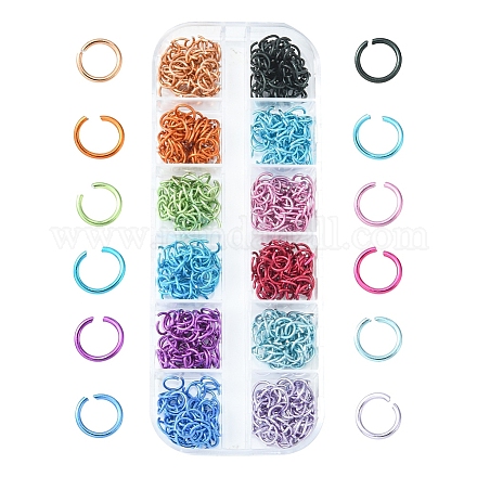 600pcs 12 colores juegos de anillos de salto abiertos de alambre de aluminio DIY-FS0004-14-1
