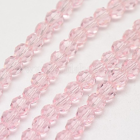 Wholesale Misty Rose Color Faceted Round Glass Beads Strands 