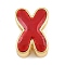 Brass Enamel Beads, Cadmium Free & Lead Free, Rack Plating, Long-Lasting Plated, Real 18K Gold Plated, Letter X, 14x10x6mm, Hole: 3x11mm