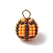 Handmade Nylon Wired Glass Beaded Pendants with Glass Pearl Round Bead and 304 Stainless Steel Flat Head Pins, Basketball, Basketball, 18x14mm, Hole: 3.5x4mm