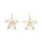 Brass Micro Pave Clear Cubic Zirconia Studs Earring for Women, Star, Real 18K Gold Plated, 7x8mm