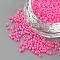 Baking Painted Glass Bugle Beads, Matte Style, Deep Pink, 1~2x1.5~2mm, Hole: 0.5mm, about 100g/bag, about 5000pcs/bag
