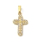 Ion Plating(IP) 304 Stainless Steel Micro Pave Cubic Zirconia Pendants, Cross Charms, Golden, 17.5x10.5x2mm, Hole: 4x2.5mm