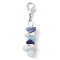 Natural Howlite & White Jade & Sodalite Chips Pendant Decoration, with Alloy Lobster Claw Clasps, 40mm