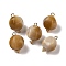 Acrylic Pendants, Imitation Gemstone, with Brass Loops, Nuggets, Dark Goldenrod, 19x12.5x11.5mm, Hole: 2mm