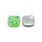 Resin Cabochons, Square, Green, 9.5x9.5x3mm