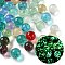 Luminous Handmade Transparent Lampwork Beads, No Hole/Undrilled, Round, Glow in the Dark, Mixed Color, 11.5~12.5mm