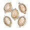 Natural Moonstone Faceted Oval Links, Rack Plating Brass Micro Pave Clear Cubic Zirconia Connector Charms, Golden, 21x12.5x5mm, Hole: 1.6mm and 1.4mm