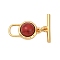 Brass Resin Toggle Clasps, with Synthetic Turquoise, Round, Real 18K Gold Plated, 13.5x8x4mm, Hole: 4mm, bar: 12x3.5x1.2mm