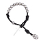 Tibetan Style Alloy Cross & Oval Charm Bracelet, 304 Stainless Steel Beaded Adjustable Bracelet, Antique Silver & Stainless Steel Color, 11-1/4 inch(28.5cm)
