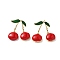 Brass Enamel Stud Earrings, Rack Plating, Lasting Plated, Cadmium Free & Lead Free, Real 18K Gold Plated, Cherry, 21.5x18.5mm