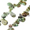 Natural Chrysoprase Beads Strands, Top Drilled Beads, Teardrop, 12~40x9~18x2~6mm, Hole: 0.6mm, about 43pcs/strand, 16.5 inch(42cm)
