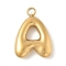 304 Stainless Steel Initial Pendants, Ion Plating(IP), Real 18K Gold Plated, Letter A, 16~18x6~18x3mm, Hole: 1.8mm