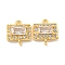 Brass Pave Clear Cubic Zirconia Connector Charms, Rectangle Links, Real 18K Gold Plated, 11x10x4mm, Hole: 1mm