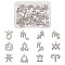 Zinc Alloy Pendants, with Crystal Glass Rhinestone, Constellation, Platinum, 10~14x7.5~12.5x2mm, Hole: 1.2mm, 12pcs/set, 2sets