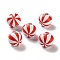 Printed Wood European Beads, Round with Stripe Pattern, Red, 20x18mm, Hole: 4mm