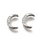 Brass Micro Pave Clear Cubic Zirconia Links Connector Charms, Crescent Moon, Platinum, 10.5x8x3mm, Hole: 1mm