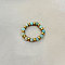 201 Stainless Steel with Natural Flower Amazonite Round Beaded Stretch Finger Rings, Golden, Inner Diameter: 17mm