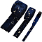 BENECREAT 6.6 Yards 3 Sizes Velvet Ribbons with Star Pattern Drak Blue Double Faced Velvet Ribbon for Sewing Craft Gift Package (3/8 inch, 1 inch, 2 inch)