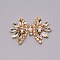 Hotfix Rhinestone, Brass on Patches, with Plastic Pearl Beads, for Wedding Theme Dress Shoes Garment Decoration, Flower, Crystal, Golden, 46x31x7.5mm